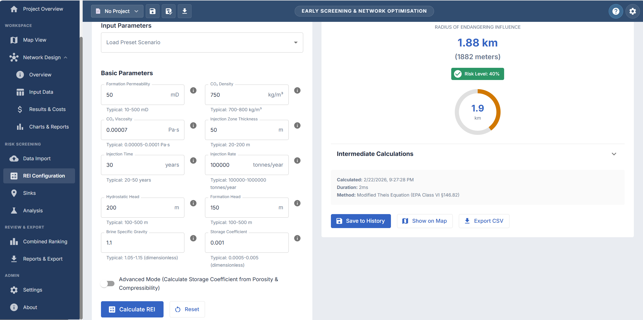 Radius of endangering influence analysis